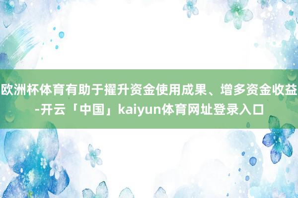 欧洲杯体育有助于擢升资金使用成果、增多资金收益-开云「中国」kaiyun体育网址登录入口