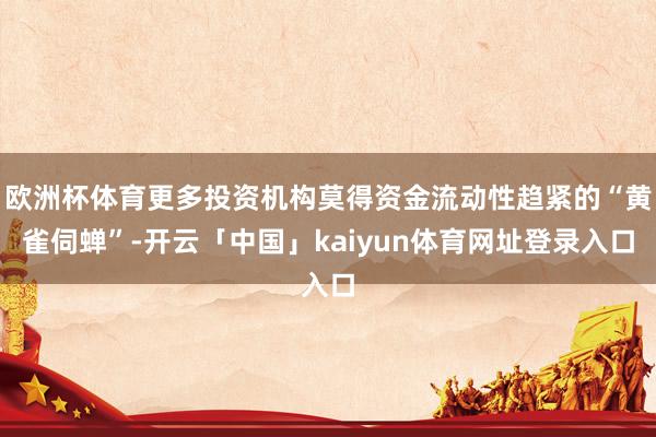 欧洲杯体育更多投资机构莫得资金流动性趋紧的“黄雀伺蝉”-开云「中国」kaiyun体育网址登录入口